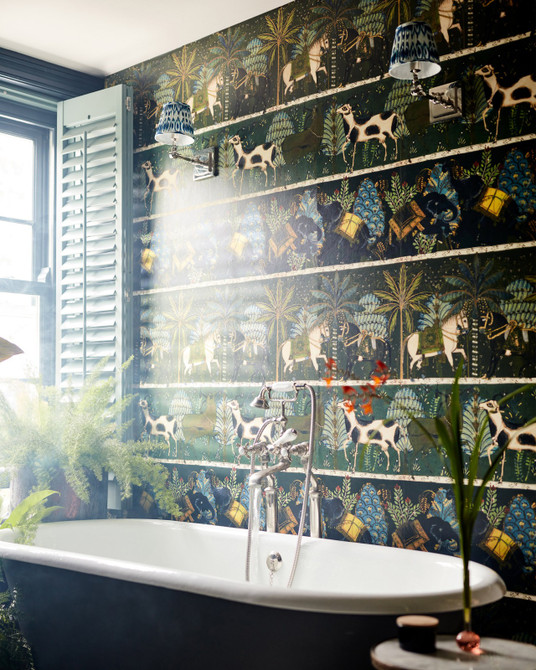 Mind the Gap Wallpaper Carnaval Green Wallpaper WOODSTOCK '69 LIFESTYLE COLLECTION Satin Matte Made in Europe Paste the wall 3 rolls x 20.5 x 3.25 yards - My Fabric Connection -