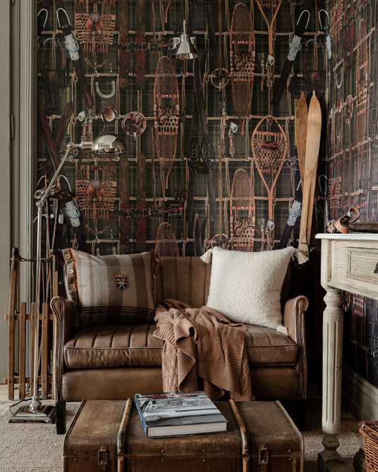 Mind the Gap Wallpaper Vintage Skiing Wallpaper TYROL APRES-SKI HOME COLLECTION Textured Matte Made in Europe Paste the wall 3 rolls x 20.5 x 3.25 yards - My Fabric Connection -