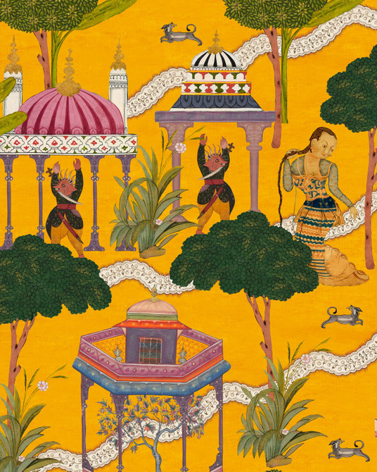 Mind the Gap Wallpaper Maghreb Turmeric Wallpaper TALES OF MAGHREB Textured Matte Made in Europe Paste the wall 3 rolls x 20.5 x 3.25 yards - My Fabric Connection -