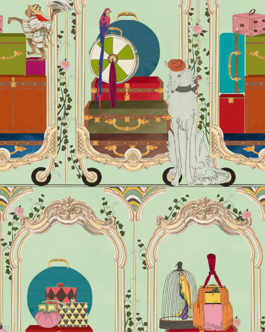 FANCY TRIP Turquoise Wallpaper (WP20778) by Mind The Gap Designer Wallpaper | WP20778 | ORIENT EXPRESS | 1 roll x 20.47 x 354.33 in | 0.52m / 20.5in | 9m / 354in | 4.68mp | 100cm / 39.3in | Blue, Mint, Red, Turquoise | Non-woven | Paste the wall | 1-roll in a box | Fabric Carolina | https://www.fabriccarolina.com/