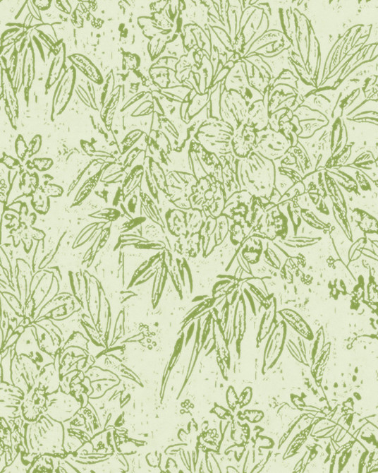 Mind the Gap Wallpaper Cherry Orchard Green Wallpaper TRANSYLVANIAN ROOTS Satin Matte Made in Europe Paste the wall 1 roll x 20.5 x 10.9 yards - My Fabric Connection -