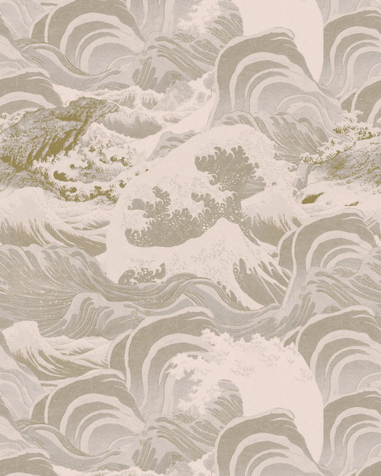 Mind the Gap Wallpaper Sea Waves Neutral Wallpaper SUNDANCE VILLA Satin Matte Made in Europe Paste the wall 1 roll x 20.5 x 10.9 yards - My Fabric Connection -