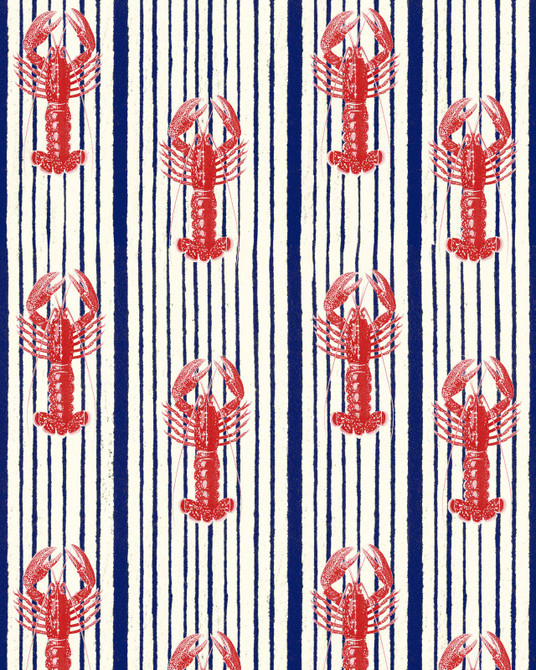 Mind the Gap Wallpaper Mediterranean Lobsters White Wallpaper SUNDANCE VILLA Satin Matte Made in Europe Paste the wall 1 roll x 20.5 x 10.9 yards - My Fabric Connection -
