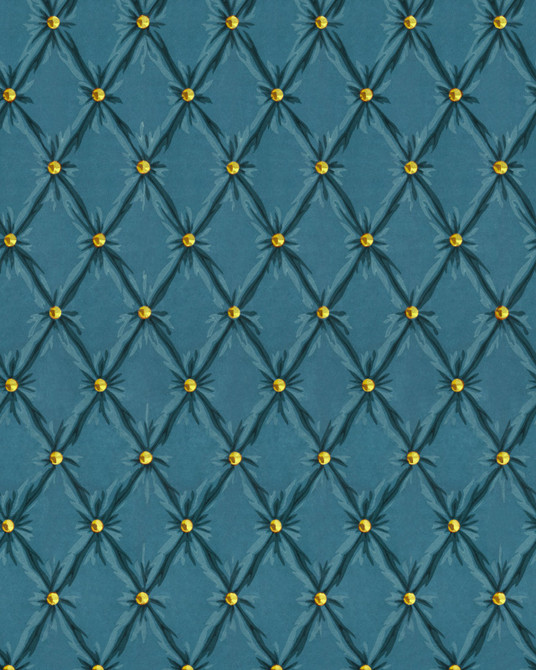 TUFTED PANEL Blue Moon Wallpaper (WP30170) by Mind The Gap Designer Wallpaper | WP30170 | ORIENT EXPRESS | 1 roll x 20.5 x 393.7 in | 0.52m / 20.5in | 10m / 393.7in | 5.20mp | 70cm / 27.5in | Blue, Gold | Non-woven | Paste the wall | 1-roll in a box | Fabric Carolina | https://www.fabriccarolina.com/