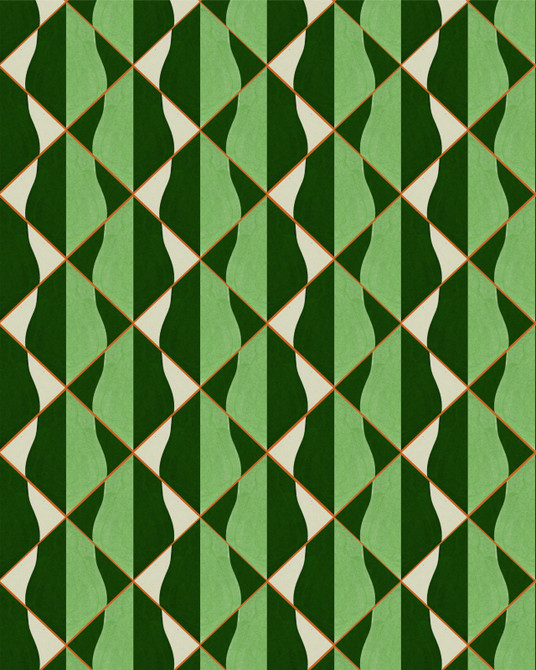 ONDE Verde Wallpaper (WP30203) by Mind The Gap Designer Wallpaper | WP30203 | LA DOLCE VITA | 1 roll x 20.5 x 393.7 in | 0.52m / 20.5in | 10m / 393.7in | 4.68mp | 50cm / 19.6in | Green, Orange, Taupe | Satin Matte | Paste the wall | 1-roll in a box | Fabric Carolina | https://www.fabriccarolina.com/