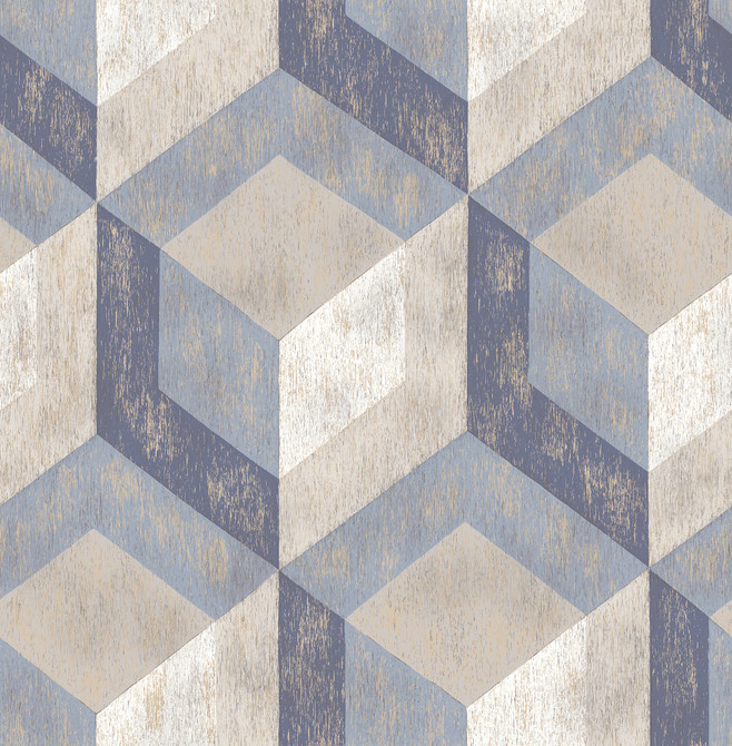 A-Street Prints Clarabelle Blue Rustic Wood Tile Wallpaper Trilogy Covers about 56.4 square feet 20.5-in by 33-ft long roll Unpasted 20.8 - My Fabric Connection -
