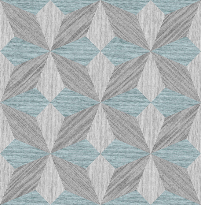 Decorline Valiant Light Blue Faux Grasscloth Mosaic Wallpaper Architecture Covers about 56.4 square feet 20.5-in by 33-ft long roll Unpasted 10.4 - My Fabric Connection -