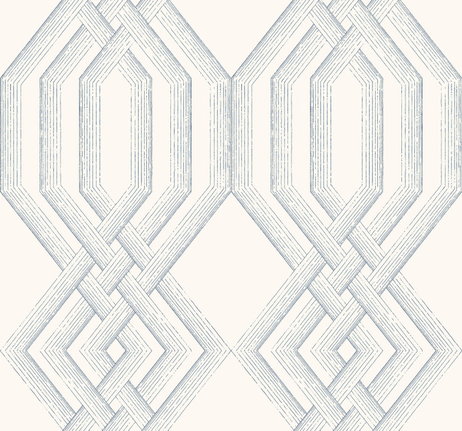 York Wallcoverings Etched Lattice Blue Wallpaper Handpainted Traditionals Covers about 60.8 square feet 27-in by 27-ft long roll Prepasted 25.25 - My Fabric Connection -