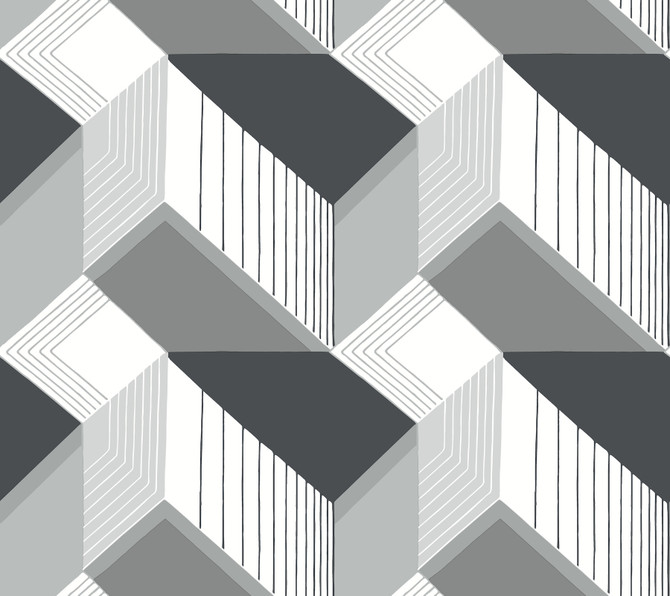 Inspired by Color Graphic Geo Black & White Wallpaper Black & White, III Covers about 60.8 square feet 27-in by 27-ft long roll Prepasted 24 - My Fabric Connection -