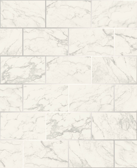 Crown Mirren Off White Marble Subway Tile Wallpaper CWV Covers about 56.4 square feet 20.5-in by 33-ft long roll Unpasted 25.2 - My Fabric Connection -