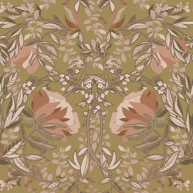ESTA Home Ester Gold Nouveau Blooms Wallpaper Design Department Covers about 57.5 square feet 20.9-in by 33-ft long roll Unpasted 20.9 - My Fabric Connection - ESTA Home Ester Gold Nouveau Blooms Wallpaper Design Department Covers about 57.5 square feet 20.9-in by 33-ft long roll Unpasted 20.9 - My Fabric Connection -