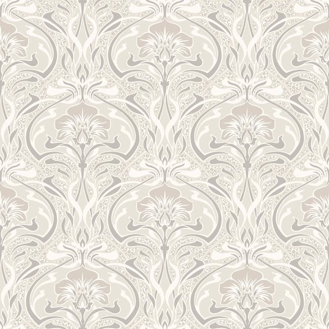 Crown Donovan Cream Nouveau Floral Wallpaper CWV Covers about 56.4 square feet 20.5-in by 33-ft long roll Unpasted 20.9 - My Fabric Connection -