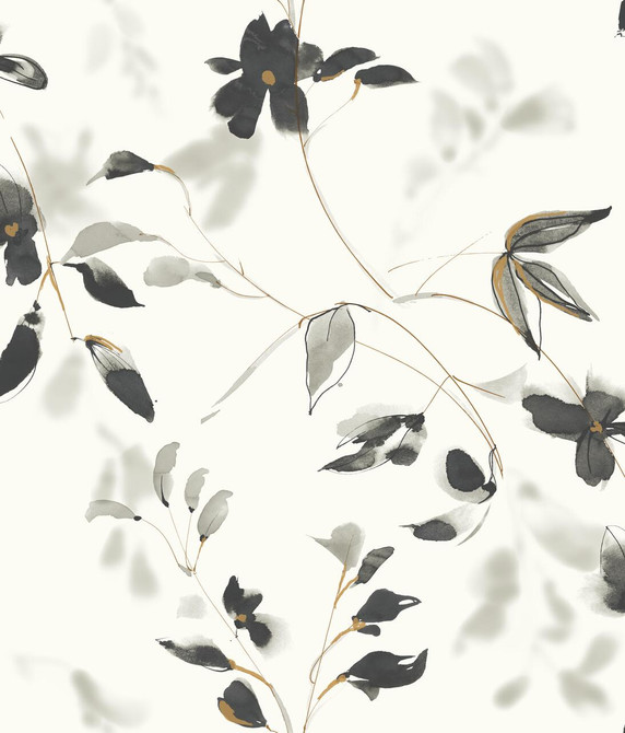 Candice Olson Linden Flower Black Peel & Stick Wallpaper York Premium Peel + Stick Covers about 34.2 square feet 20.5-in by 20-ft long roll Peel & Stick 24 - My Fabric Connection -