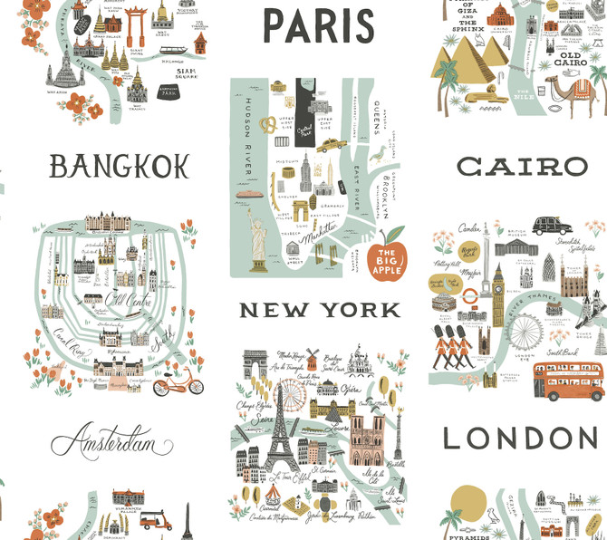 Rifle Paper Co. City Maps Mint Peel & Stick Wallpaper Rifle Paper Co. Premium Peel & Stick Covers about 45 square feet 27-in by 20-ft long roll Peel & Stick 24 - My Fabric Connection -