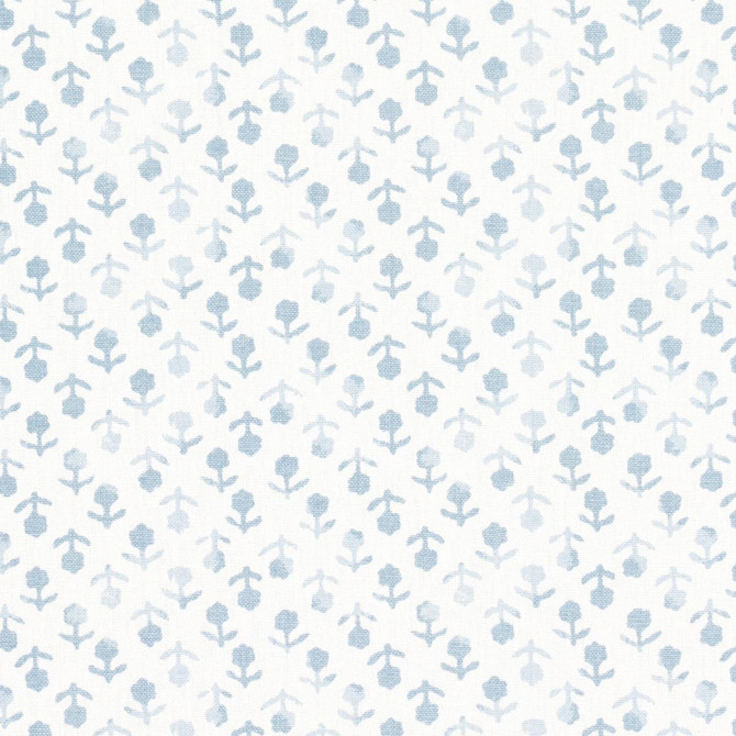 Schumacher Fabric Beatriz Handprint Sky 179353 Jacaranda 4.38" - My Fabric Connection -
