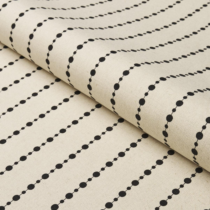 Schumacher Fabric Beaded Stripe Black And Cream 181430 Neisha Crosland 1.0" - My Fabric Connection -