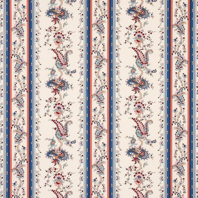 Schumacher Fabric Elena Paisley Stripe Blue 179980 Cabana 13.5" - My Fabric Connection -