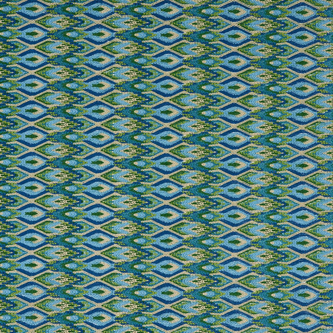 Schumacher Fabric Lorikeet Embroidery Peacock 81470 Uncommon Threads 4.14" - My Fabric Connection -