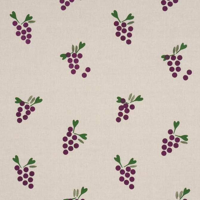 Schumacher Fabric Grapes Hand Block Print Purple On Natural 182420 Caroline Z Hurley 17.5" - My Fabric Connection -