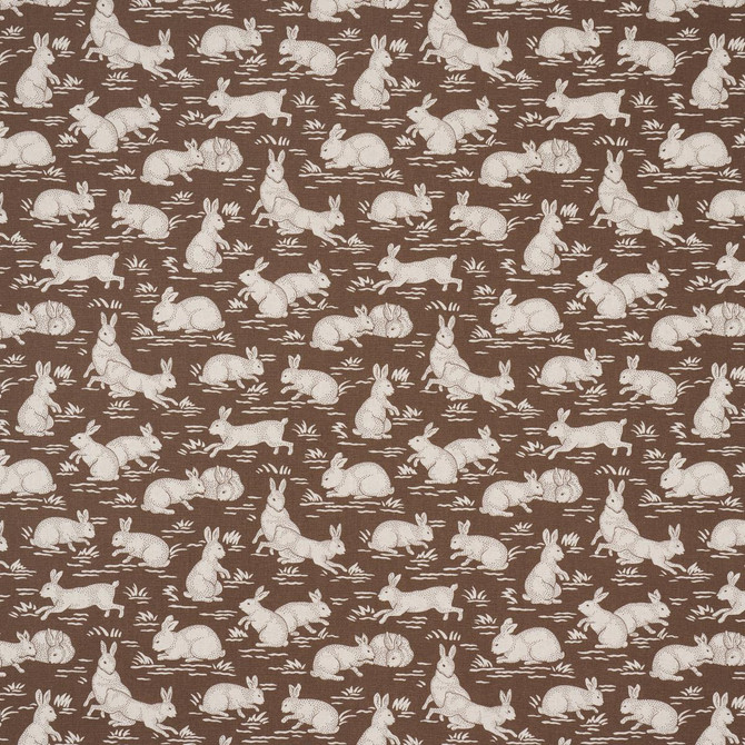 Schumacher Fabric Cottontails Chestnut 182241 A Country Life 6.75" - My Fabric Connection -