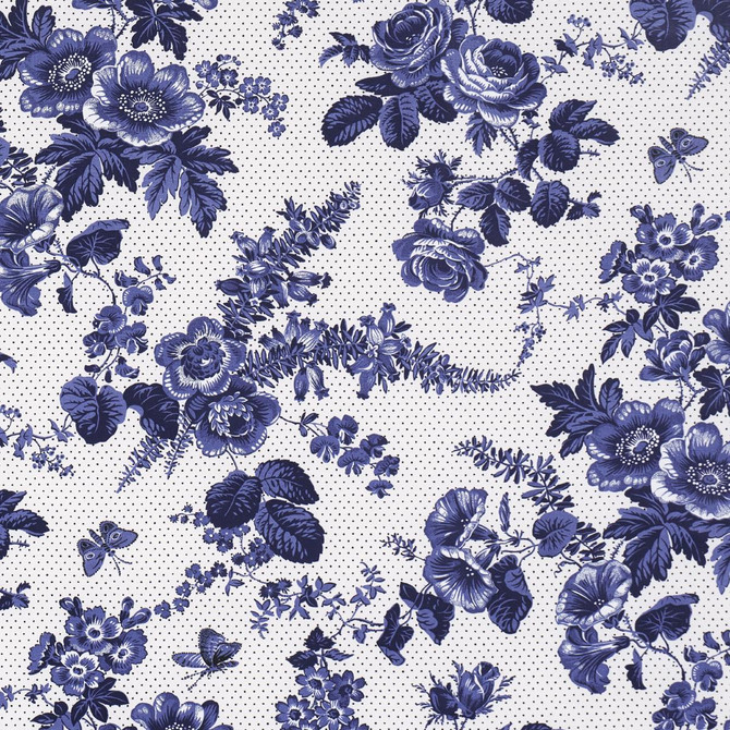 Schumacher Fabric Sibyl Chintz Blue 182082 Rita Konig 13.5" - My Fabric Connection -