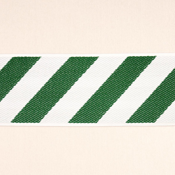 Schumacher Trim Airmail Ii Indoor/Outdoor Tape Green And Ivory 82432 Mary Mcdonald 5.0" - My Fabric Connection -