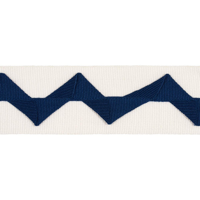Schumacher Trim Lazare Appliqu Tape Navy On Ivory 82241 New Traditional: Provenal 2.0" - My Fabric Connection -