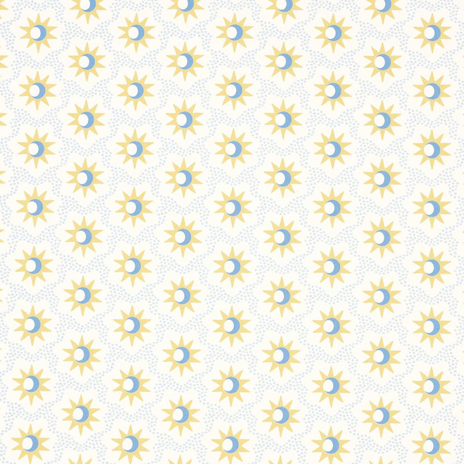 Schumacher Wallpaper Lucie Yellow & Sky 5015760 Domino Effect 3.88" - My Fabric Connection -