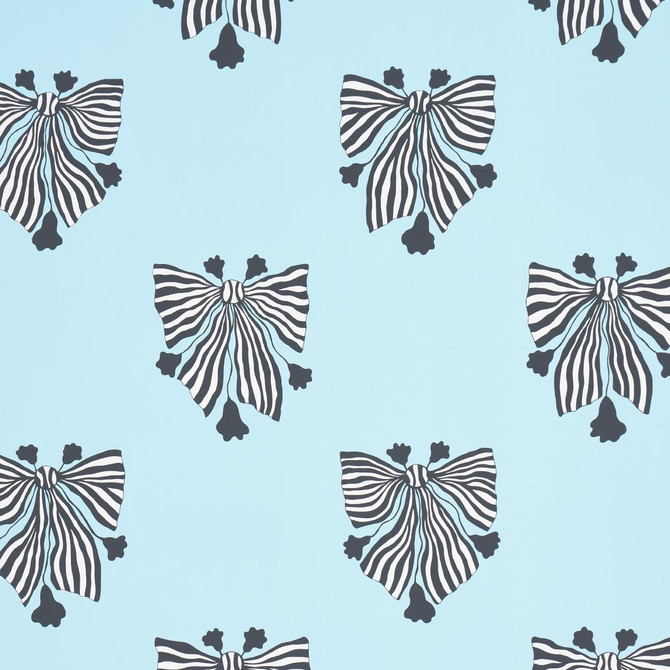 Schumacher Wallpaper Bow-Wow-Wow Aqua 5015470 Marian Mcevoy 27.0" - My Fabric Connection -