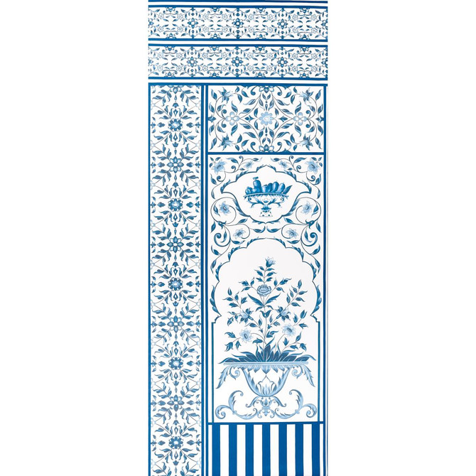 Schumacher Wallpaper Mughal Garden Panel A Blue 5014410 Marie-Anne Oudejans 54.5" - My Fabric Connection -