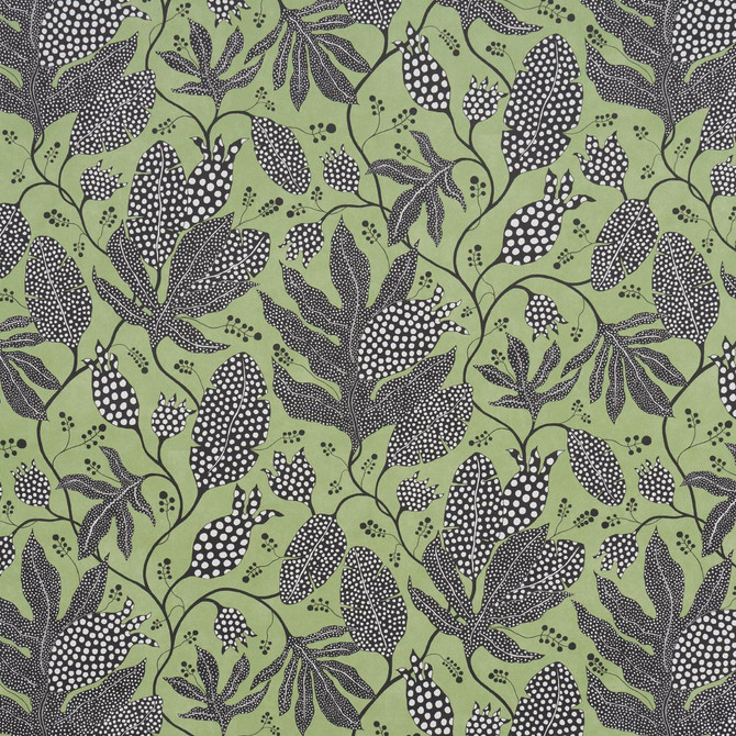 Schumacher Wallpaper Polka Dot Jungle Black & Green 5015460 Marian Mcevoy 18.0" - My Fabric Connection -