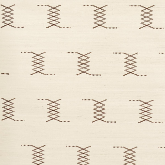 Schumacher Wallpaper Kin Sisal Embroidery Hazel On Ivory 5015780 Mesa - My Fabric Connection -