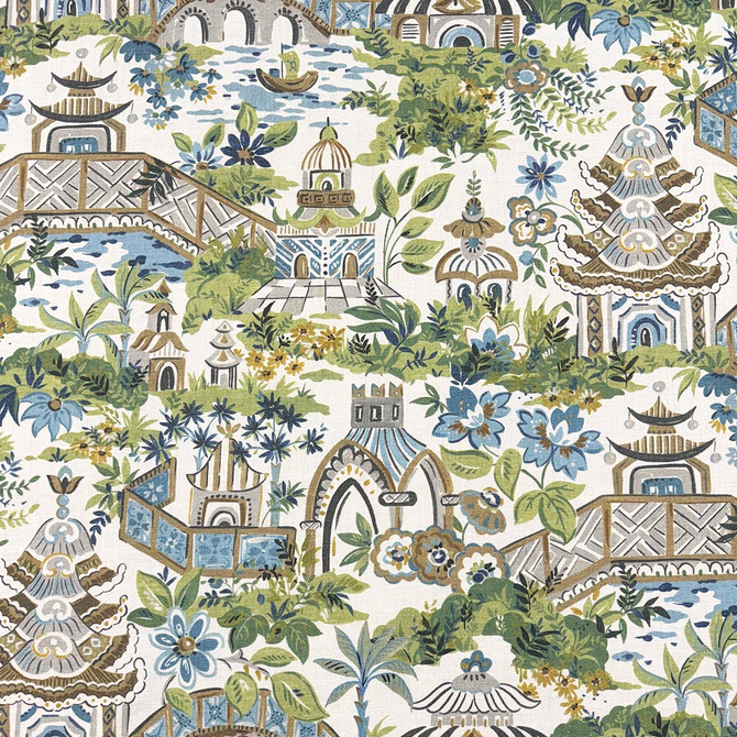 Magnolia Fabric Kyoto Bluegreen - 100% Cotton India 10,000 WYZ Horizontal: 41.5 and Vertical: 26.5 54 - My Fabric Connection -