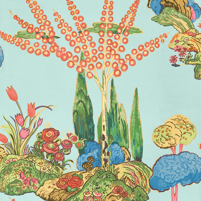 Thibaut Wallpaper Orleans Turquoise T45030 Wallpaper Non Woven Wallpaper U.S.A </p><p>Repeat: H: , V: 30   (76.20  cm) 27  in  (68.58  cm) - My Fabric Connection -