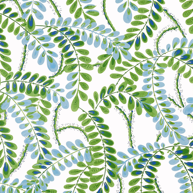 Thibaut Wallpaper Augusta Blue and Green T45038 Wallpaper Non Woven Wallpaper U.S.A </p><p>Repeat: H: , V: 38   (96.52  cm) 27  in  (68.58  cm) - My Fabric Connection -