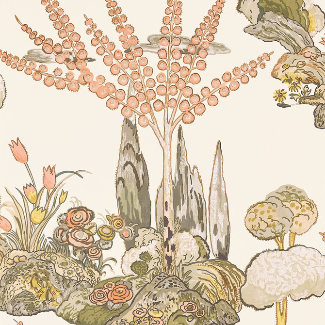 Thibaut Wallpaper Orleans Apricot and Ginger T45026 Wallpaper Non Woven Wallpaper U.S.A </p><p>Repeat: H: , V: 30   (76.20  cm) 27  in  (68.58  cm) - My Fabric Connection -