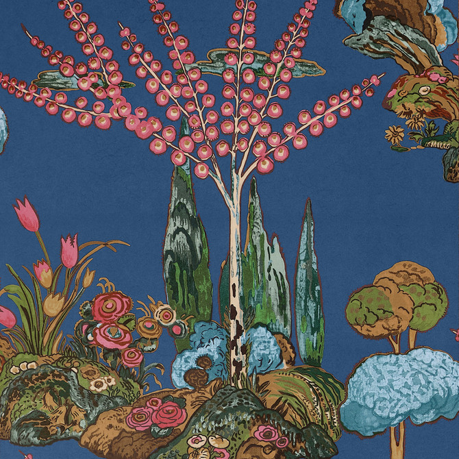 Thibaut Wallpaper Orleans Navy T45031 Wallpaper Non Woven Wallpaper U.S.A </p><p>Repeat: H: , V: 30   (76.20  cm) 27  in  (68.58  cm) - My Fabric Connection -