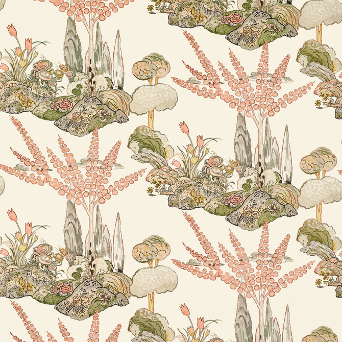 Thibaut Fabric Orleans Apricot and Ginger F945026 Fabric U.S.A </p><p>Repeat: H: 54  in  (137.16  cm), V: 29.5  (74.93  cm) 54  in  (137.16  cm) - My Fabric Connection -