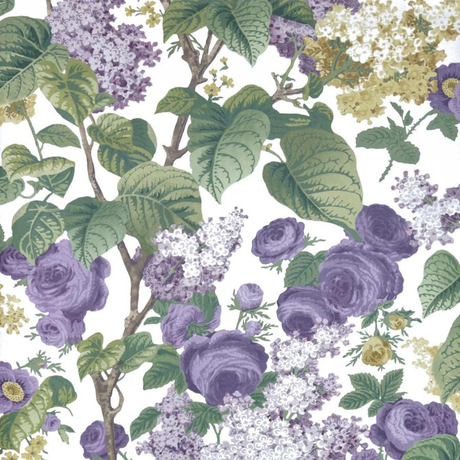 1838 Wallcoverings Wallpaper Floribunda (Wp) # 01 Lavender Dream V&A Decorative Papers HALF DROP PASTE THE WALL UNITED KINGDOM V-33" 27.5"X11YD - My Fabric Connection -