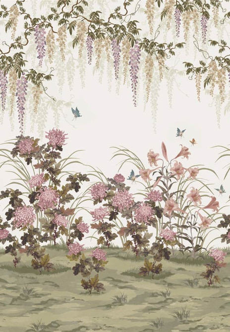 1838 Wallcoverings Wallpaper Wisteria Bloom (Wp) # 02 Heather V&A Decorative Papers Iii STRAIGHT PASTE THE WALL UNITED KINGDOM V-118" H-82" 20.5"X13.7YD - My Fabric Connection -
