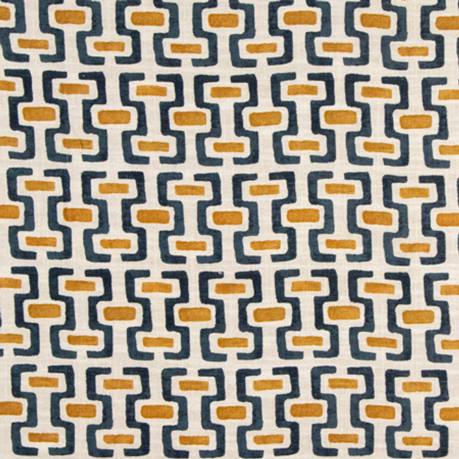 Carole Fabric Darling Idea Indigo Making Waves 75% Cotton, 25% Linen-Soil Repellent 9,000 Wyzenbeek Double Rubs 9" V, 6 3/4" H 55" - My Fabric Connection -