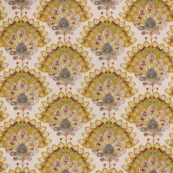 Greenhouse Fabric S7291 Saffron - 96% Polyester, 4% Linen India 50000 13.62" H, 8.25" V 54" - My Fabric Connection - Greenhouse Fabric S7291 Saffron - 96% Polyester, 4% Linen India 50000 13.62" H, 8.25" V 54" - My Fabric Connection -