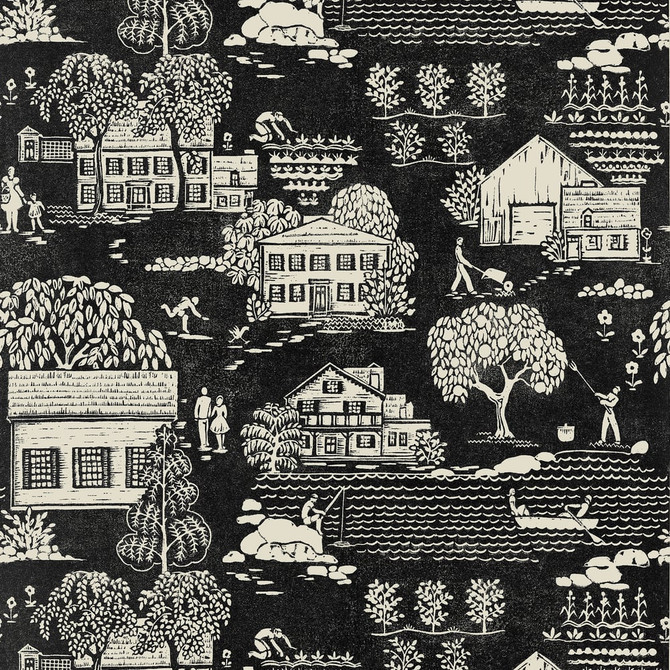 Thibaut Wallpaper Farmingdale Black AT16163 Wallpaper Non Woven Wallpaper U.S.A </p><p>Repeat: H: , V: 21  (53.34 cm) 27 in  (68.58 cm) - My Fabric Connection -