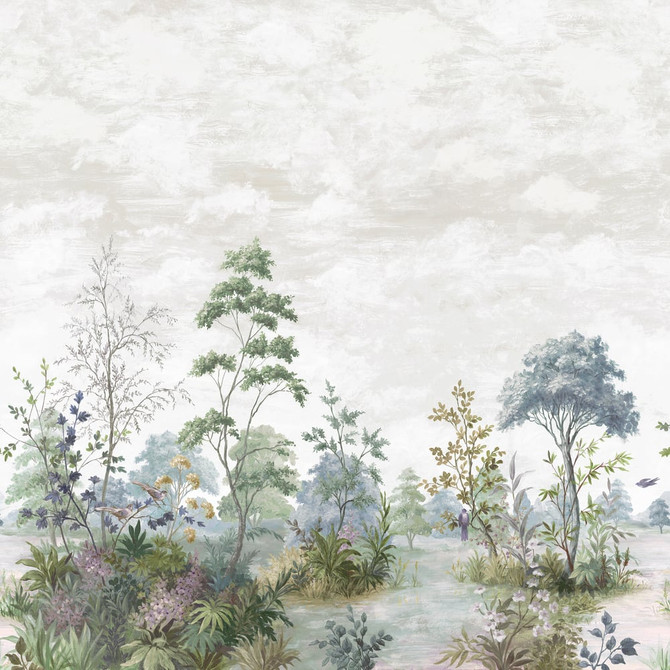 Thibaut Wallpaper Cumbria Mural Pale Blue and Green on Pearl ATM16154 Wallpaper Non Woven 2 Panel Mural Set U.S.A </p><p>Repeat: H: , V: 108 in  (274.32 cm) - My Fabric Connection -