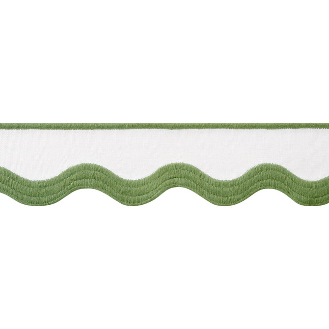 Thibaut Trim Wave Tape Leaf on White E12331 Trim 90% Linen, 10% Polyester U.S.A </p><p>Repeat: H: , V: 2.12 in  (5.38 cm) - My Fabric Connection -