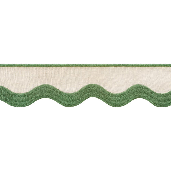 Thibaut Trim Wave Tape Kelly on Linen E12337 Trim 90% Linen, 10% Polyester U.S.A </p><p>Repeat: H: , V: 2.12 in  (5.38 cm) - My Fabric Connection -