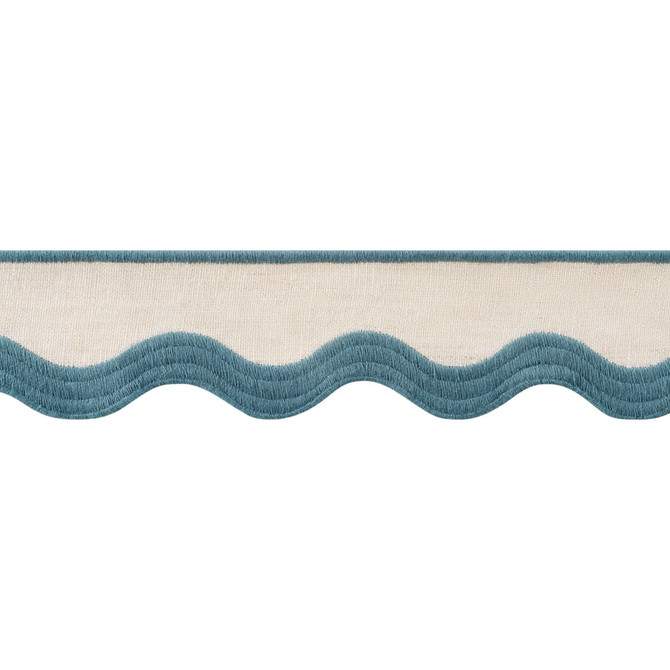 Thibaut Trim Wave Tape Peacock on Linen E12338 Trim 90% Linen, 10% Polyester U.S.A </p><p>Repeat: H: , V: 2.12 in  (5.38 cm) - My Fabric Connection -