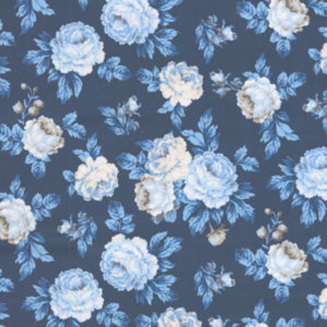 Norbar Fabric Valerie Navy ROMANCE 100% COTTON INDIA 17 7/8"V 54 3/4"H 55" - My Fabric Connection -