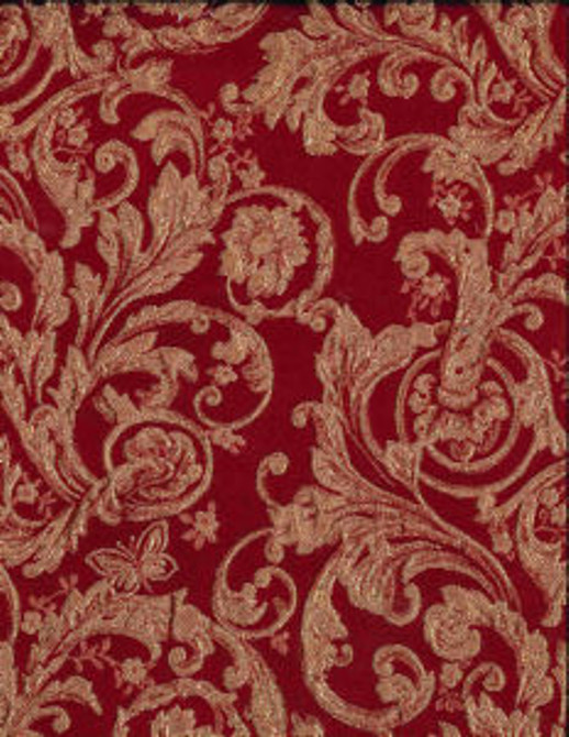 Norbar Fabric Minuet Red Gold SYMPHONY 100% POLYESTER CHINA 12"V 14"H 55 - My Fabric Connection -