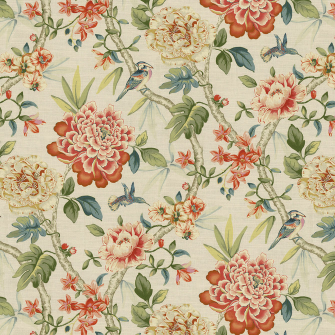 PK Lifestyles Fabric Peony Portico Spring 472692 Design by Nature VIII 100% Cotton Peru 25000 H: 13.5, V: 27 54 - My Fabric Connection -